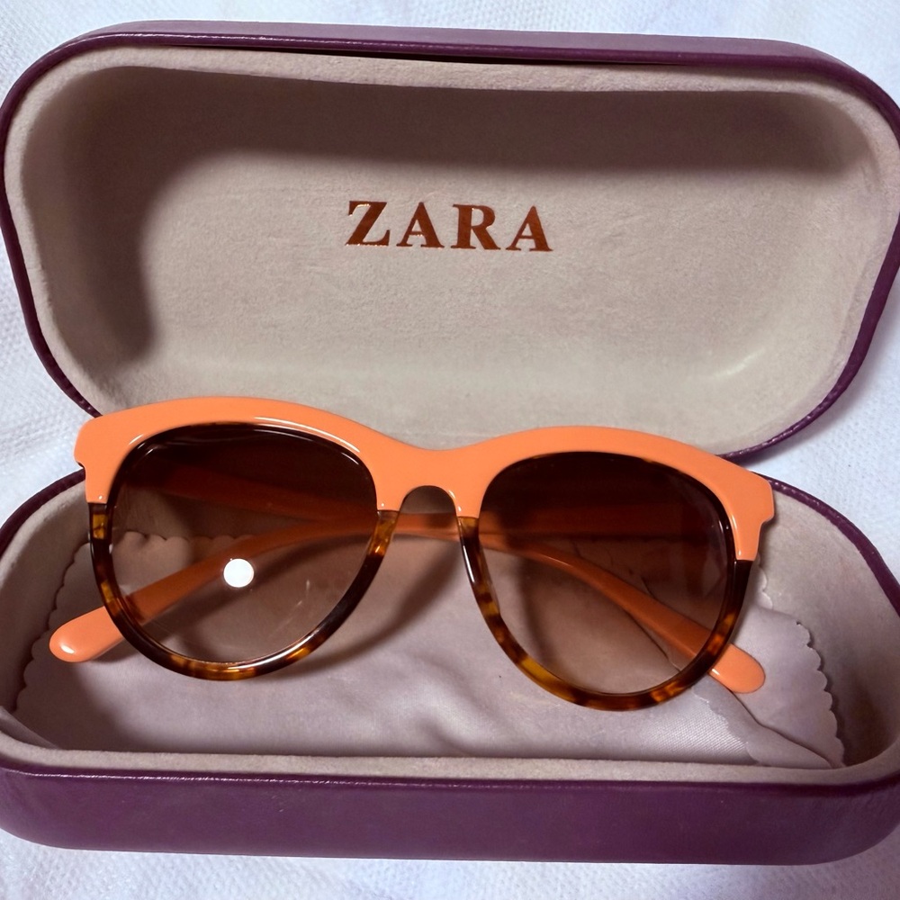 Zara Sunglasses with Orange Frame and Brown Accents
